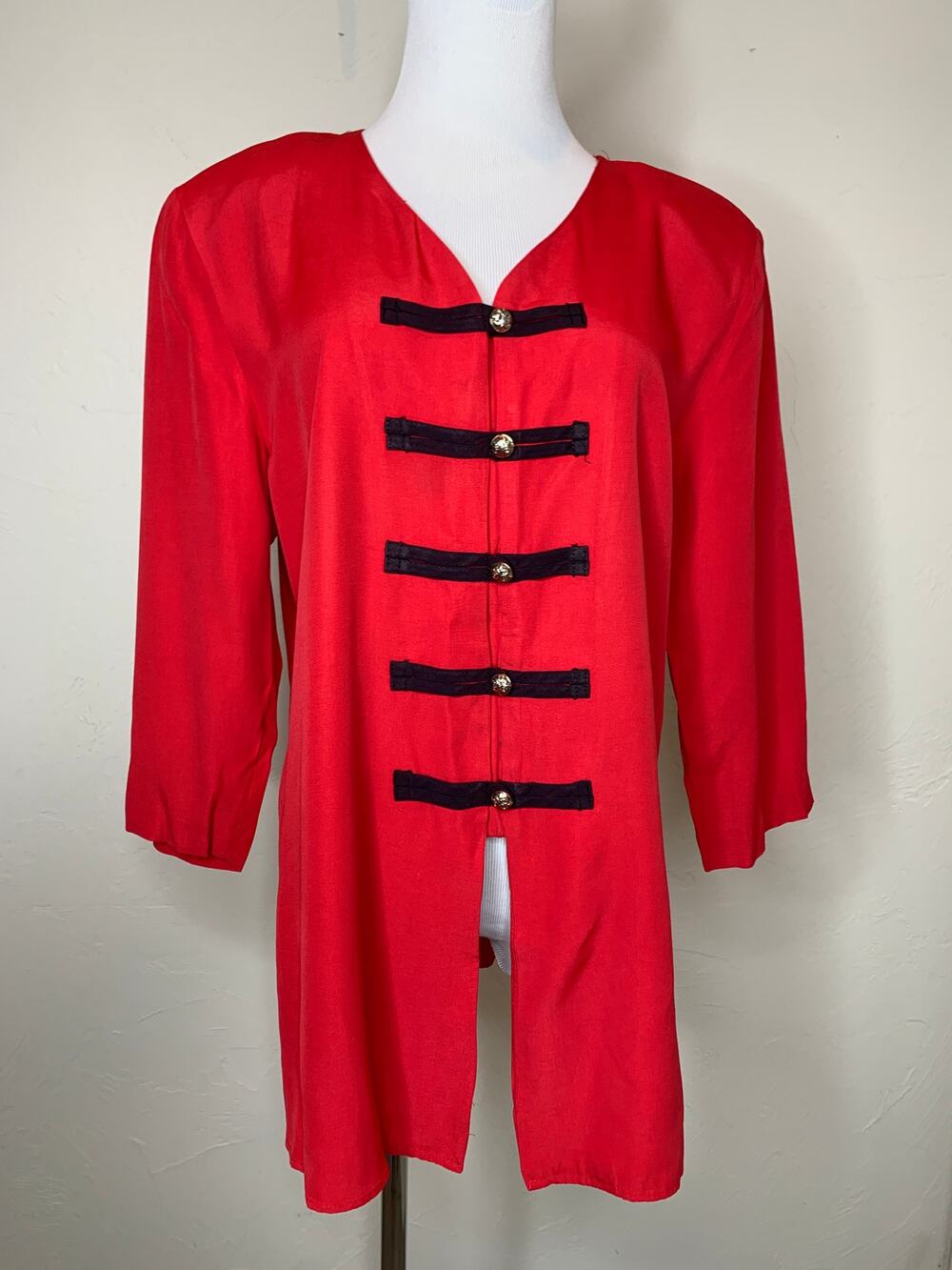 Vintage Red Tunic 1980s 90s Sz Medium Goth Retro Glam